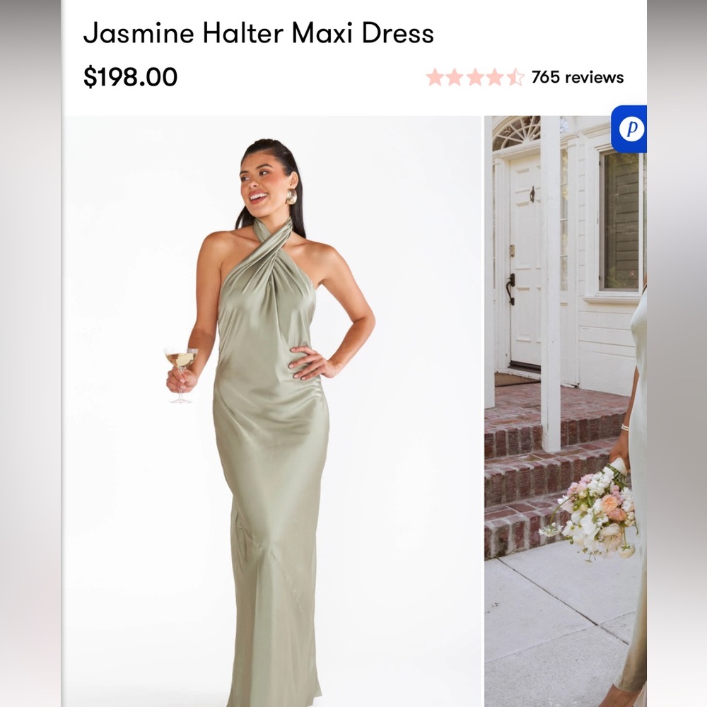 Show Me Your MuMu Jasmine Halter Maxi Dress in Sage Green